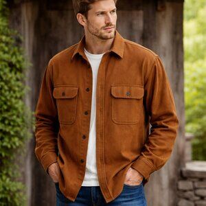 J.Crew Men's SZ XL Heavyweight Chamois Workshirt Brown F8086 Thick NWT